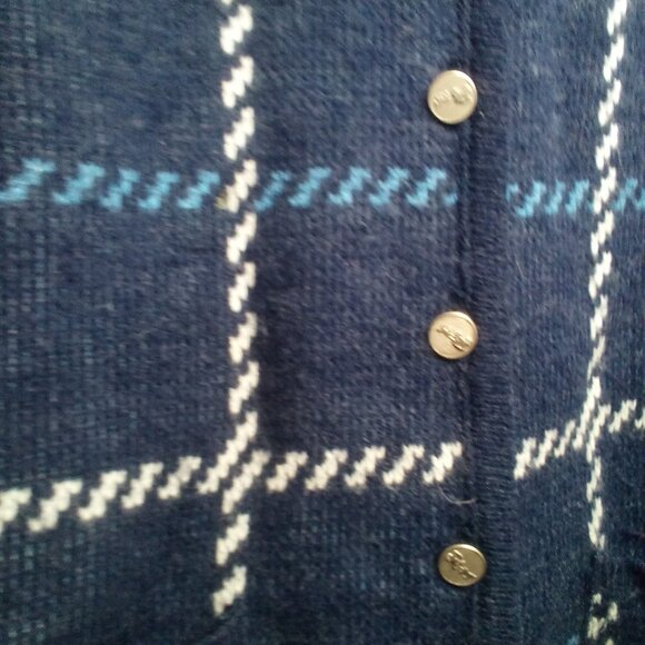 Tally Ho Sweater Cardigan L Button Up Long Sleeve Blue White - Picture 8 of 16